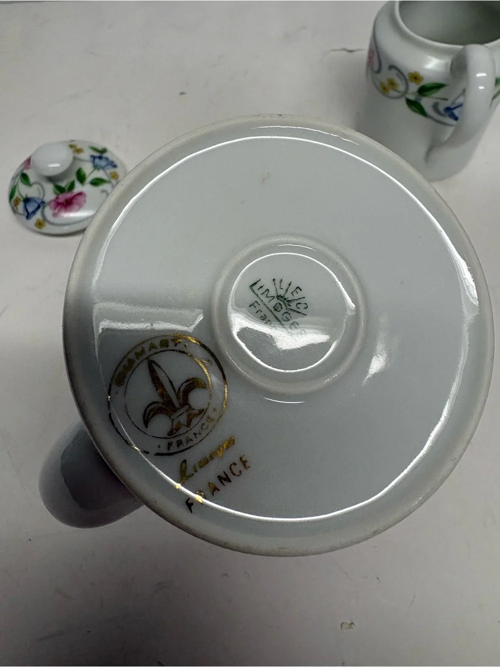 Vintage Limoges France Porcelain Floral Teapot and Creamer Set 2